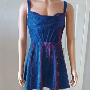 Blue and Pink Sleeveless Mini Sundress